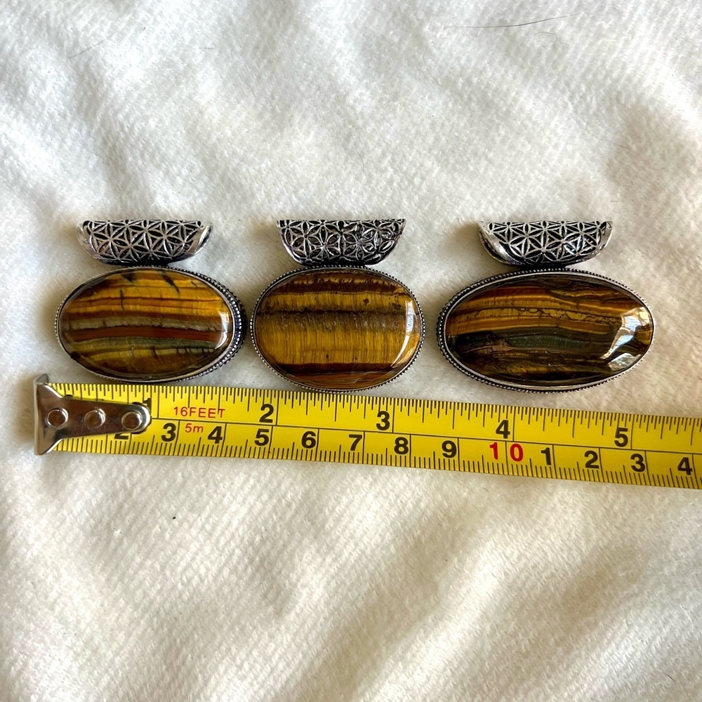 925 You Choose! Sacred Geometry TIGERS EYE Necklace Pendant - Picture 4 of 9